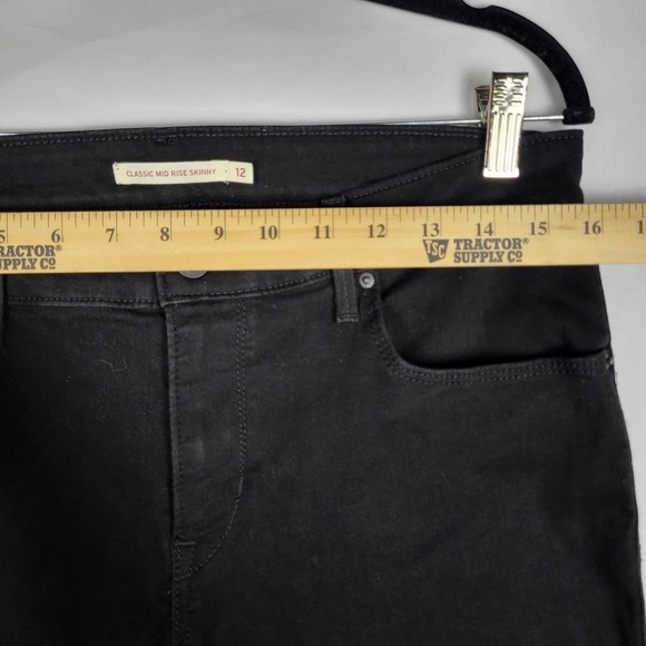 Levis Classic Mid Rise Skinny Jeans Women's 12 Black Stretchy Ankle - Picture 4 of 6